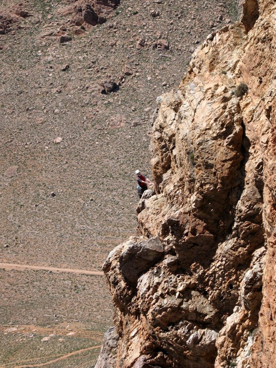 Chris Bonington climbing in Morocco in his seventies