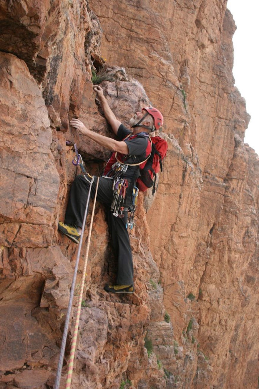 Chris Bonington climbing in Morocco in his seventies