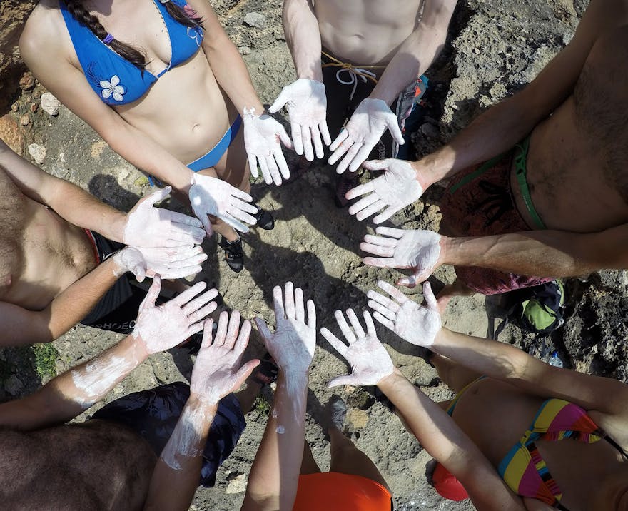 WildBounds contributor Sian Lewis and her climbing gang
